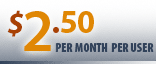 MX Logic spam and virus protection pricing of 2.50 per month.