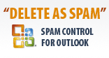 MX Logic spam protection has an Outlook feature that allows you to select email as spam.  It's the Delete as Spam Spam Control for Outlook.